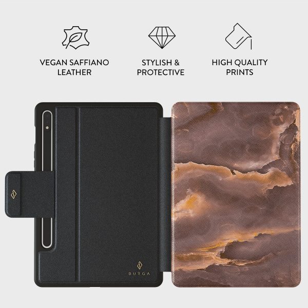 Fire Wood - Brown Marble Samsung Galaxy Tab S9+ FE Case Online - Image 2